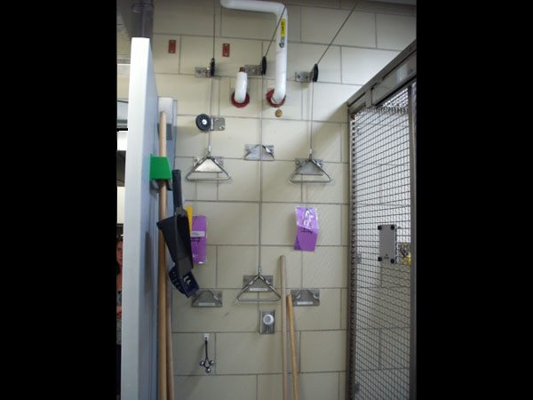 Pulley system controlling doors in a Buffalo Zoo holding area. Photo by Irus Braverman