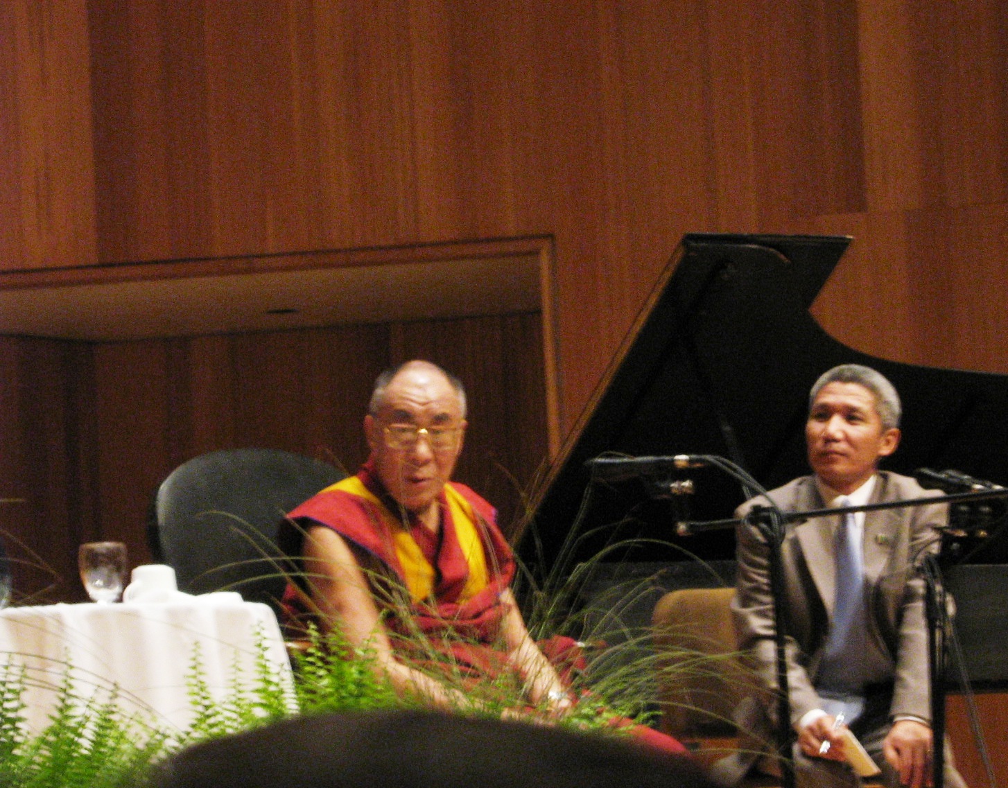 Dalai Lama and his translator (but he speaks English well)