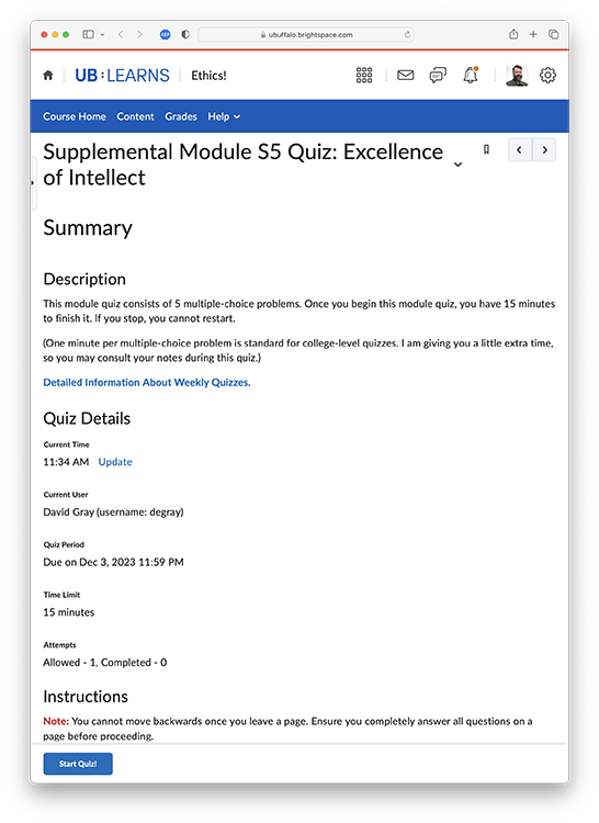 Module S5 quiz. Due December 2