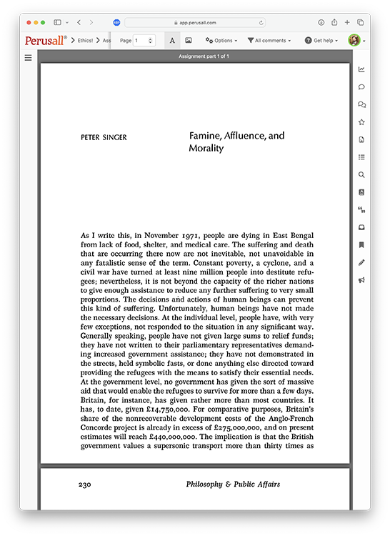 Famine, Affluence, and Morality by Peter Singer