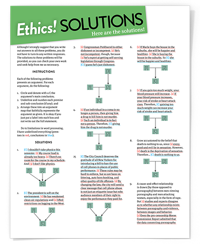 Problem Set Solutions for Analyzing Arguments.