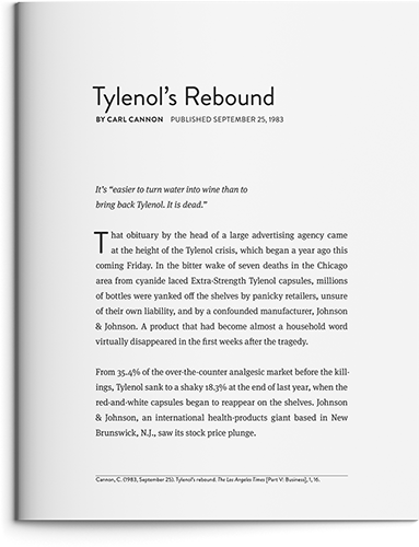 Tylenol&rsquo;s Rebound by Carl Cannon