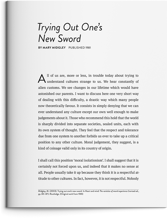 Trying Out One&rsquo;s New Sword by Mary Midgley