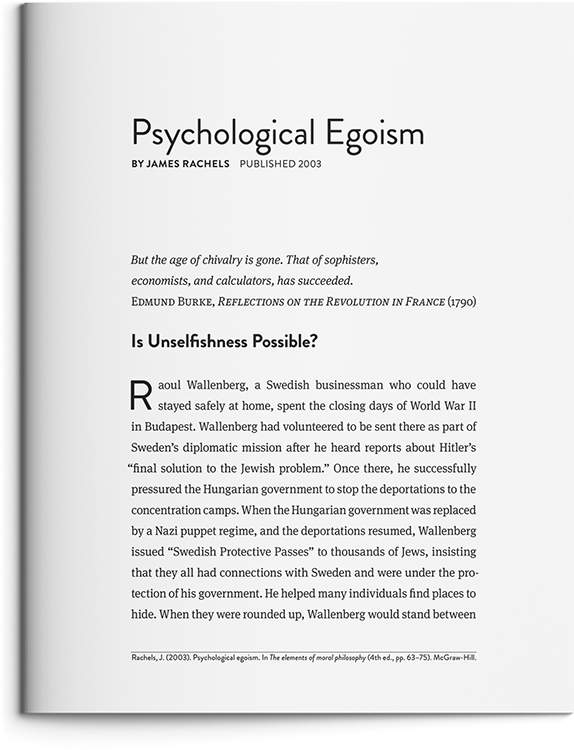 Psychological Egoism by James Rachels