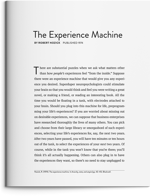 The Experience Machine by Robert Nozick