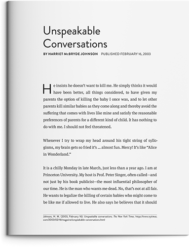 Unspeakable Conversations by Harriet McBryde Johnson