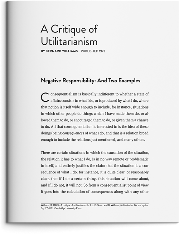 A Critique of Utilitarianism by Bernard Williams