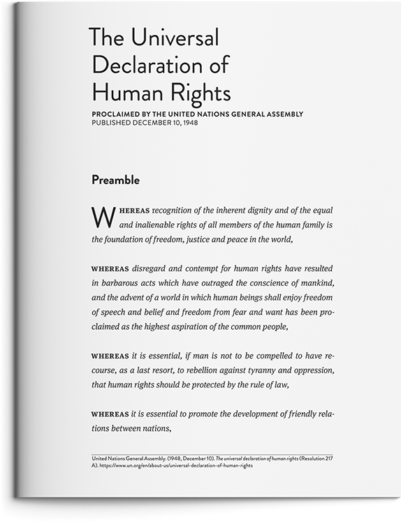 The Universal Declaration of Human Rights by the United Nations General Assembly