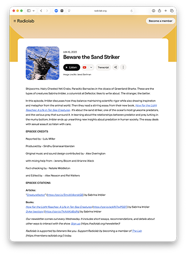 Beware the Sand Striker by Lulu Miller & Sabrina Imbler