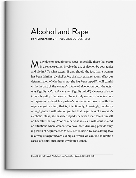 Alcohol and Rape by Nicholas Dixon
