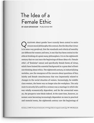 The Idea of a Female Ethic by Jean Grimshaw