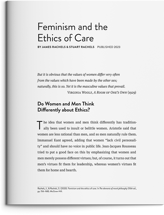 Feminism and the Ethics of Care by James Rachels & Stuart Rachels