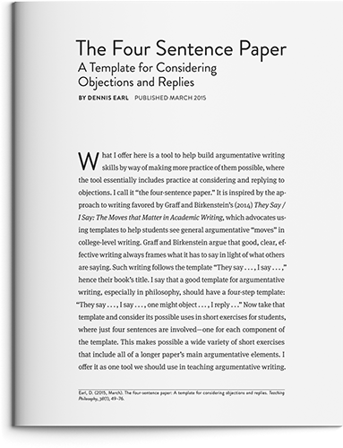 The Four-Sentence Paper by Dennis Earl.