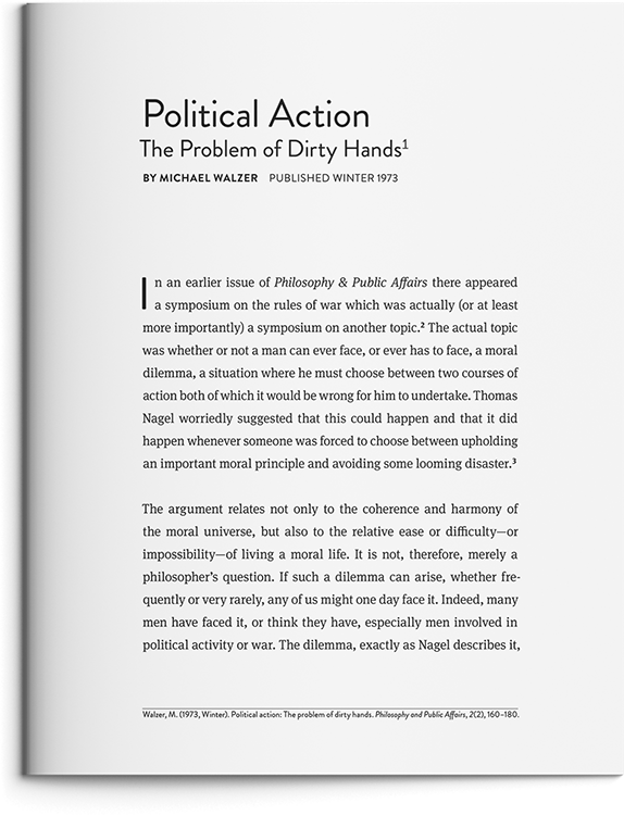 Political Action: The Problem of Dirty Hands by Michael Walzer
