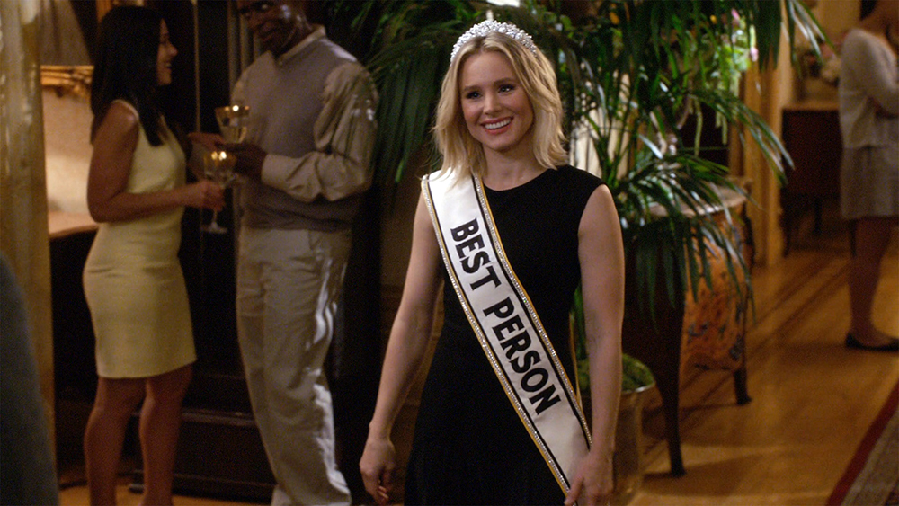 Woman wearing sahs that says &ldquo;Best Person&rdquo; sash.