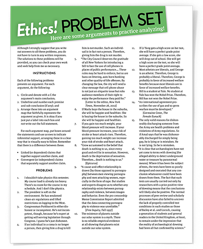 Problem Set on Analyzing Arguments.