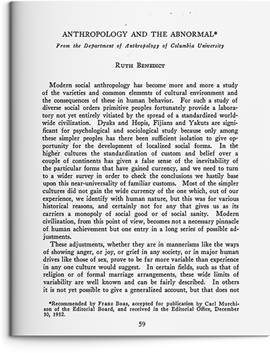 Anthropology and the Abnormal by Ruth Benedict