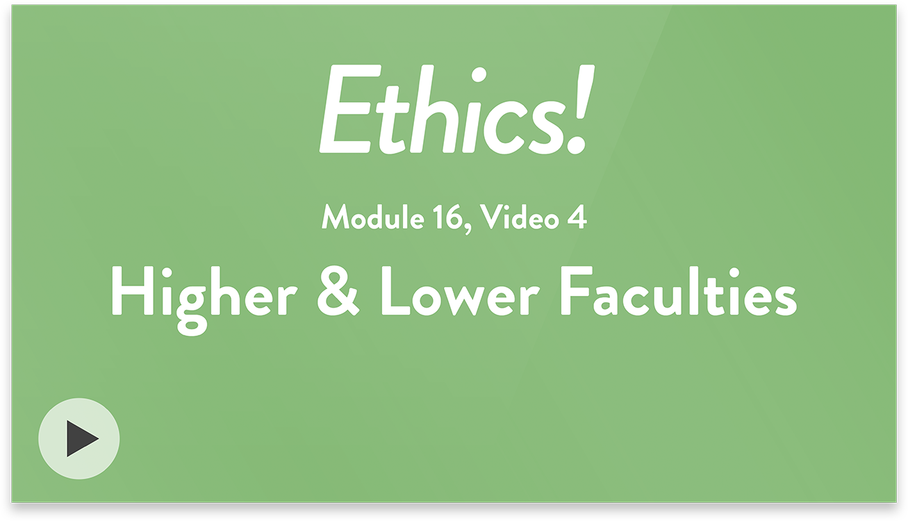 Ethics! Module 16, Video 4. Higher and Lower Faculties.
