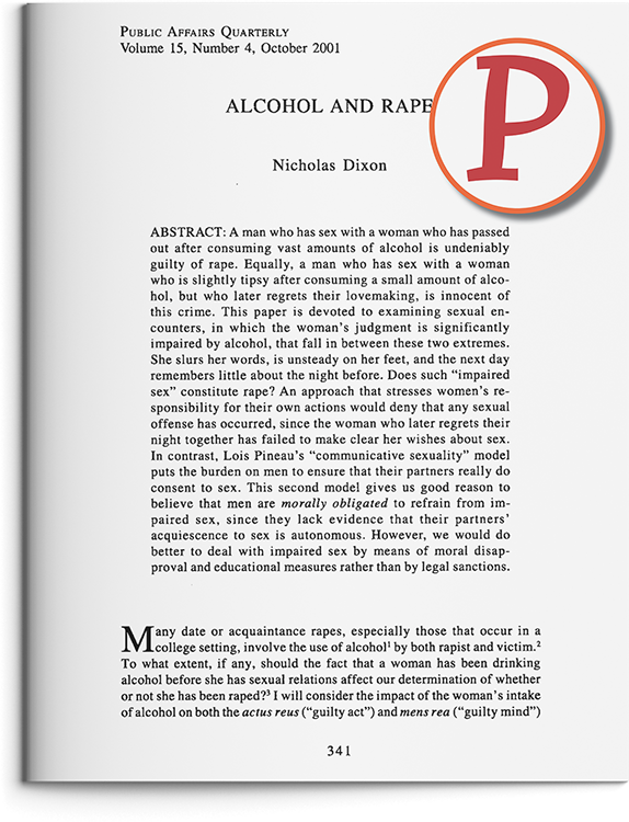 Alcohol and Rape by Nicholas Dixon