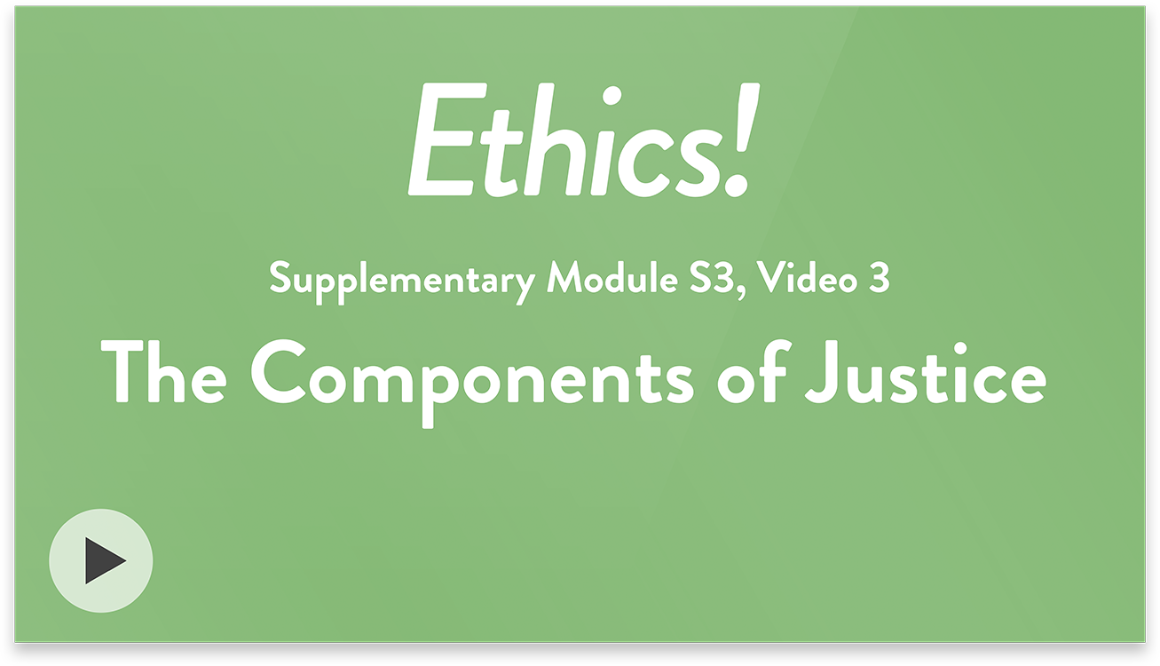 Ethics! Module S3, Video 3. The Components of Justice.