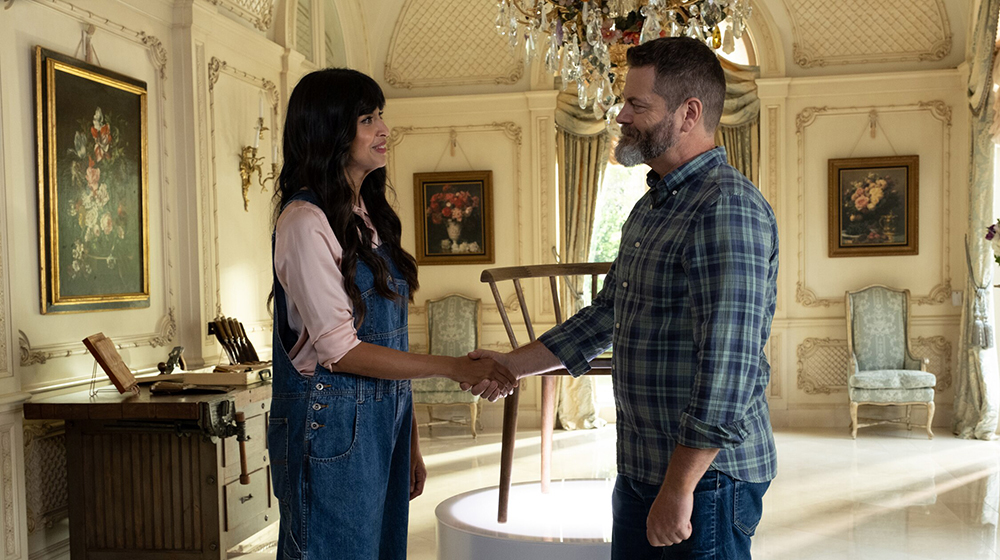 Two people shaking hands.