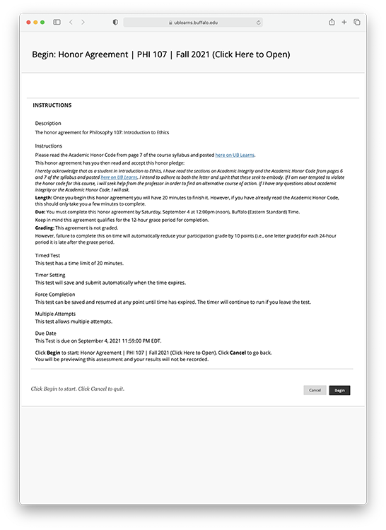 Honor agreement. Due September 4