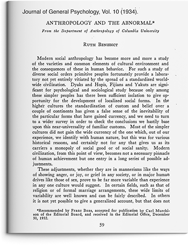 Anthropology and the Abnormal by Ruth Benedict