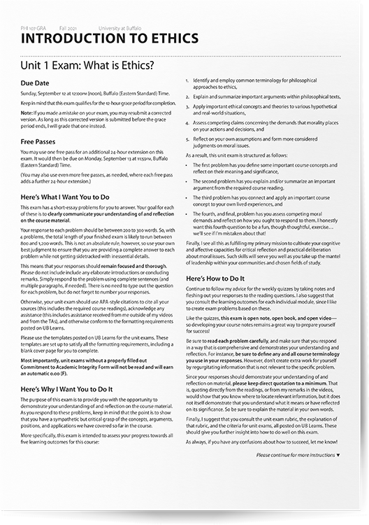 Unit 1 exam. Due September 12