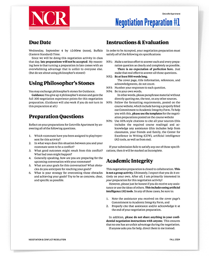 Negotiation preparation #1 questions.