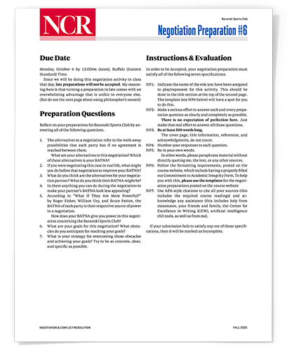 Negotiation preparation #6 questions.