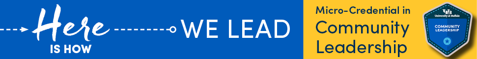 Advertisement for the Micro-Credential in Community Leadership at UB