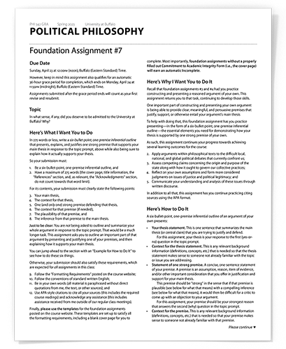 Foundation assignment #7 topic and instructions. Due April 23