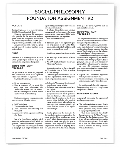 Foundation assignment #2 topic and instructions. Due September 11