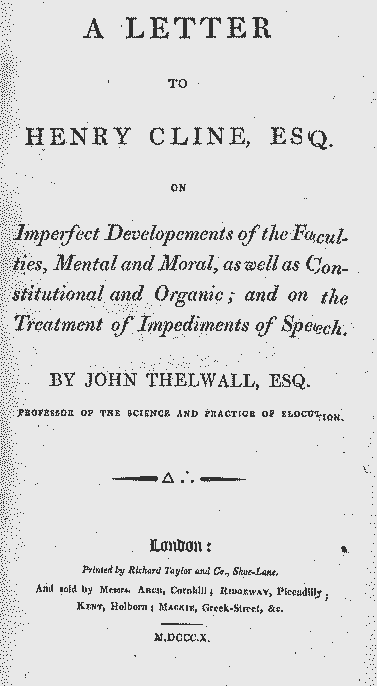 Frontpiece of Thelwall's Treatise