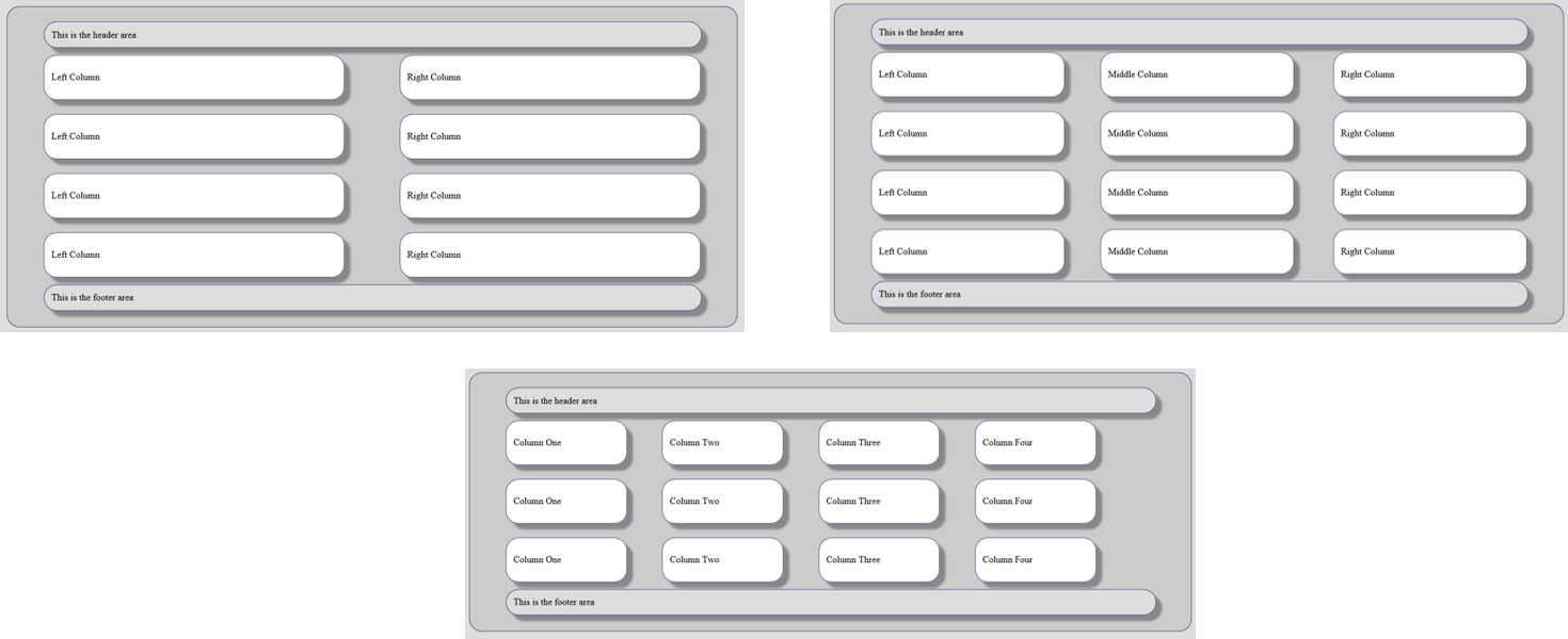 Sample div layouts