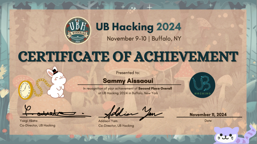 UB Hacking Certificate of Achievement